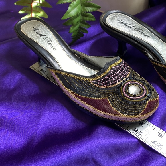 New 📌 Wild Rose slip on Sandals - Mules with beautiful  Beading - Picture 7 of 13